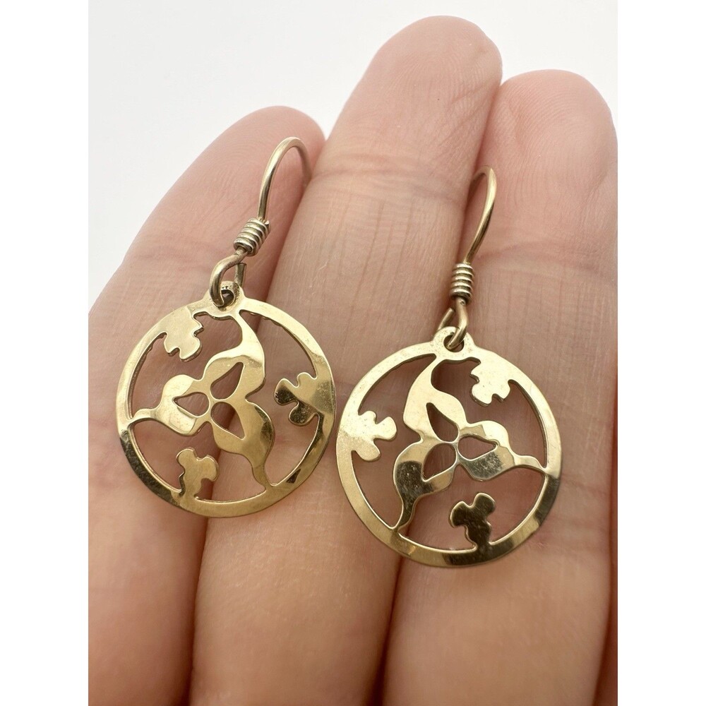 Vintage Gold Plated Filigree Floral Dangle Earrings